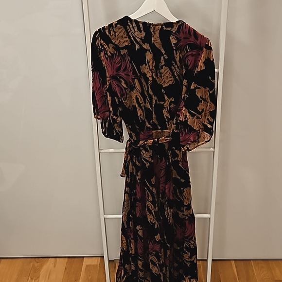 Long velvet/sheer floaty wrap dress -Zara L - Picture 2 of 3